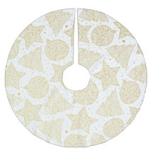 Gold and White Christmas Pattern Tree Skirt