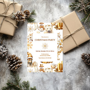 Gold and White Christmas Symbols Invitation