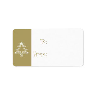 Gold and White Christmas Tree Pattern Gift Tags