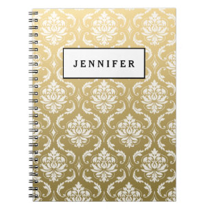 Gold and White Classic Damask Notebook