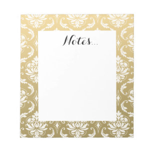 Gold and White Classic Damask Notepad