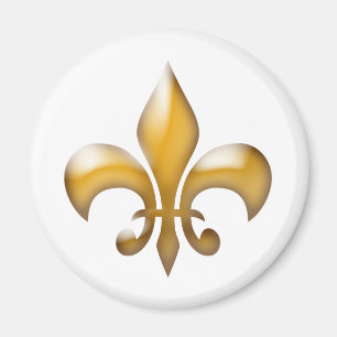 Gold and White Classic Fleur de Lis Magnet