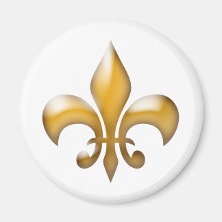 Gold and White Classic Fleur de Lis Magnet