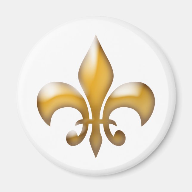 Gold and White Classic Fleur de Lis Magnet (Front)