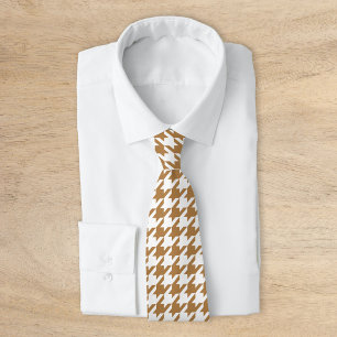Gold and White Classic Houndstooth Tie