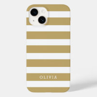 Gold and White Classic Stripes Monogram