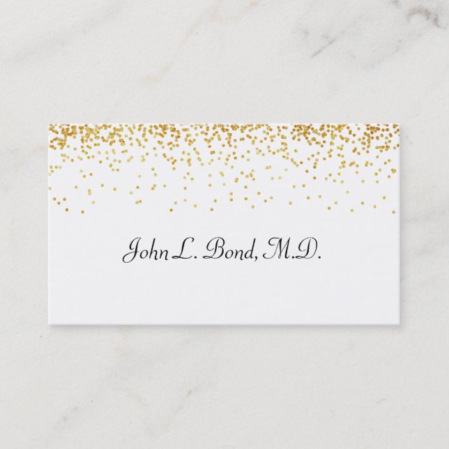 Gold and White Confetti Business Card (Front)