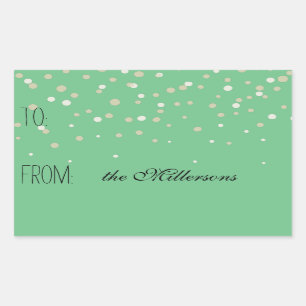 Gold and White Confetti Gift Tag