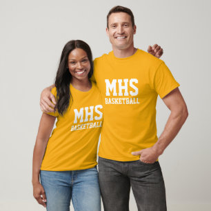 Gold and White Custom Basketball Team Spirit T-Shirt