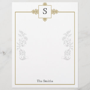 Gold and White Damask Letterhead
