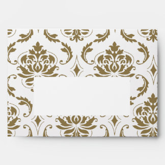Gold and White Damask Pattern Print A7 Envelope