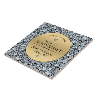 Gold and white diamonds 50th wedding anniversary tile