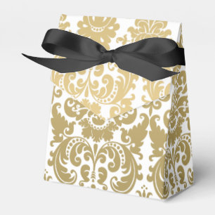 Gold and White Elegant Damask Pattern Favour Box