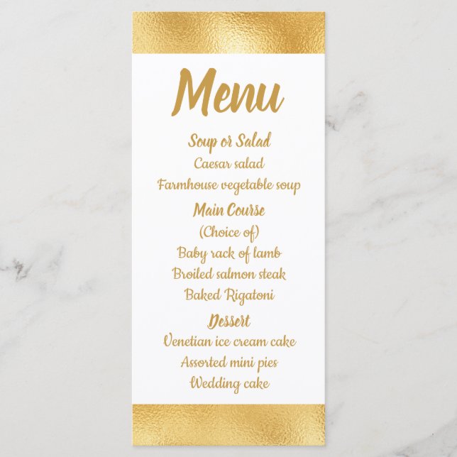 Gold And White Elegant Menu Glam Wedding Party (Front)