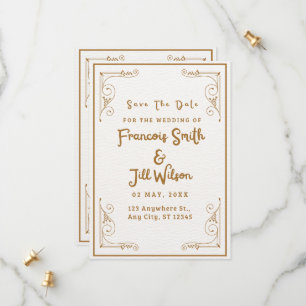 Gold And White Elegant Save The Date Invitation