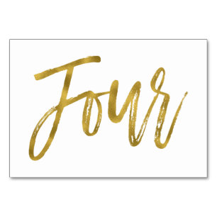 Gold and White Elegant Table Number Four