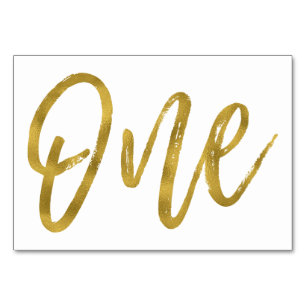 Gold and White Elegant Table Number One
