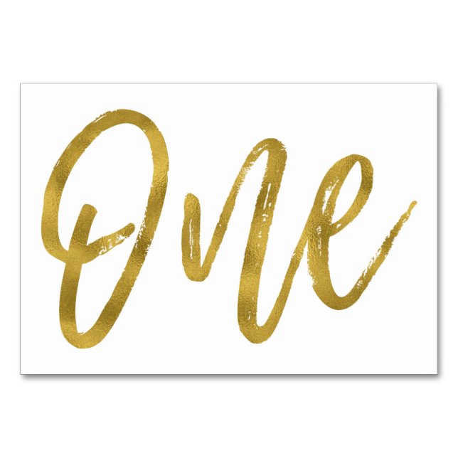 Gold and White Elegant Table Number One (Front)