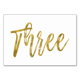 Gold and White Elegant Table Number Three