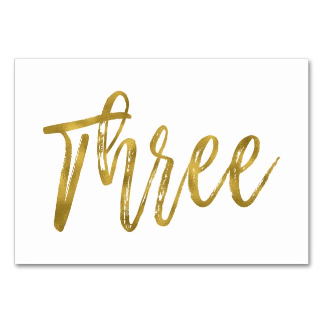 Gold and White Elegant Table Number Three (Front)