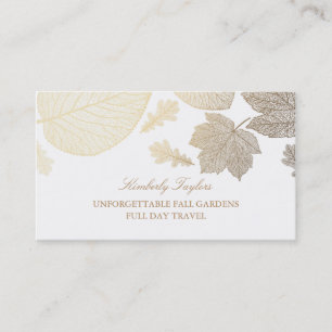 Gold and White Fall Leaves Elegant Business Card