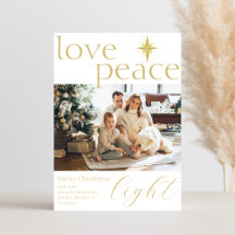 Gold and White Flat Photo Holiday Card
