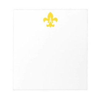 Gold and White Fleur de Lis Monogram Notepad