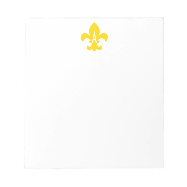 Gold and White Fleur de Lis Monogram Notepad (Front)