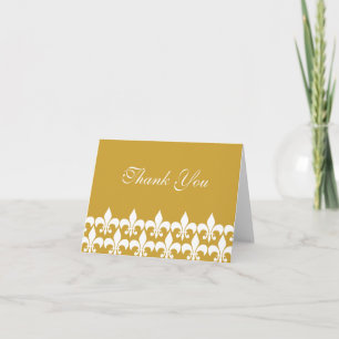 Gold and White Fleur de Lis Thank You Card