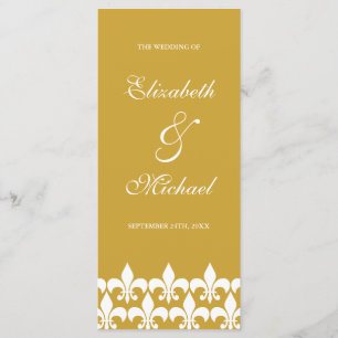 Gold and White Fleur de Lis Wedding Program Programme