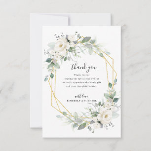 gold and white floral geometric wedding  thank you card