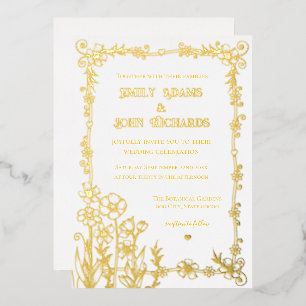 Gold and White Floral Hand Drawn Wedding 