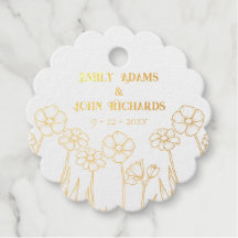 Gold and White Floral Hand Drawn Wedding 