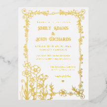 Gold and White Floral Hand Drawn Wedding