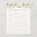 Gold and White Flower Wedding Advice Cards<br><div class="desc">Our faux gold foil and white flower fill-in-the-blank advice cards are a fun activity to have a wedding reception or bridal shower. You can change the heading wording if you would like by using Zazzle's "Personalise this template" tool. Be sure to check out our large selection of coordinating items by...</div>