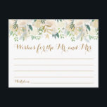 Gold and White Flower Wedding Wishes Cards<br><div class="desc">Our faux gold foil and white flower wedding wishes cards are a great activity to have a wedding reception or bridal shower.  Be sure to check out our large selection of coordinating items by browsing the Gold and White Floral Wedding collection!</div>