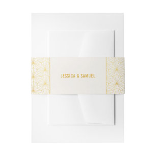 Gold and White Geometric Art Deco Invitation Belly Band