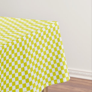 Gold And White Gingham Chequered Tablecloth