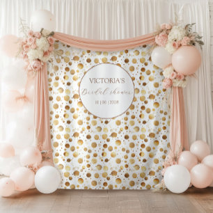Gold and White Glitter Bridal Shower Backdrop Tapestry