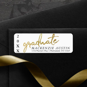 Gold and White Graduate   Elegant Faux Metallic