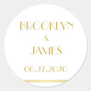 Gold And White Great Gatsby Wedding Stickers