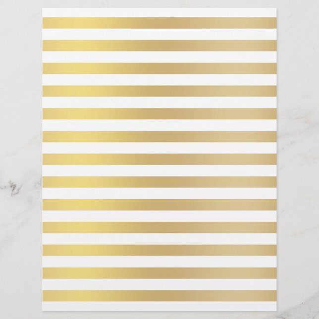 Gold and white horizontal lines scrapbook paper (Front)