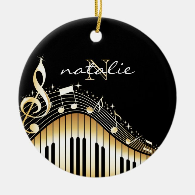Gold And White Keyboard Ceramic Tree Decoration (Front)