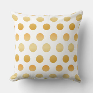 Gold and White | Large Polka Dots Pattern Cushion