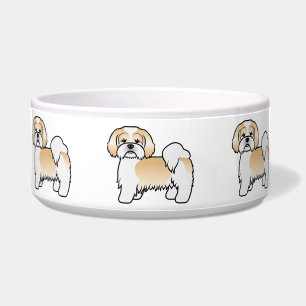 Gold And White Lhasa Apso Cute Cartoon Dog