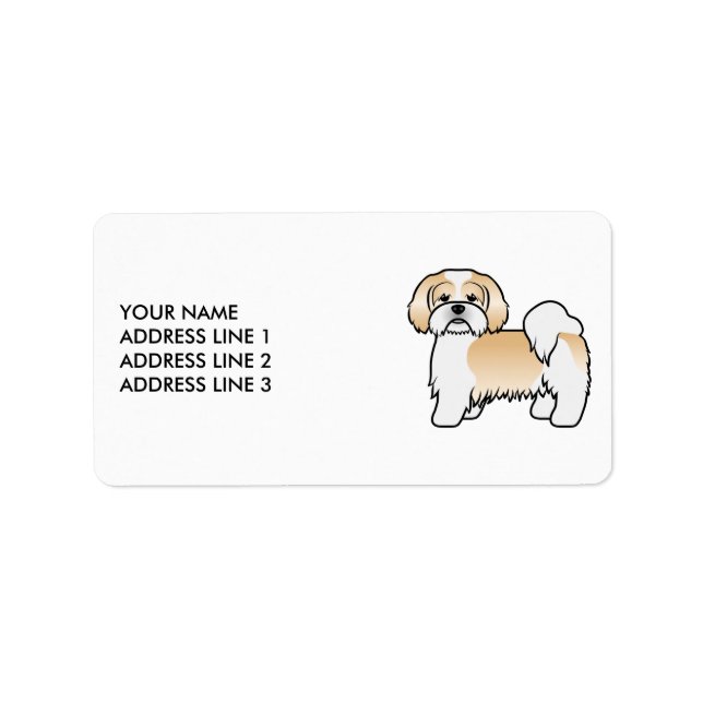 Gold And White Lhasa Apso Cute Dog & Custom Text Label (Front)