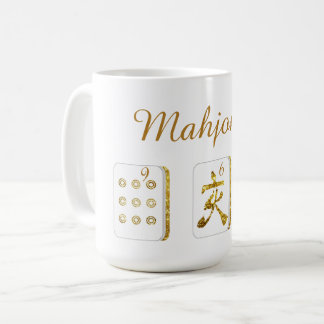 Gold and White Mahjong Tiles Coffee Mug