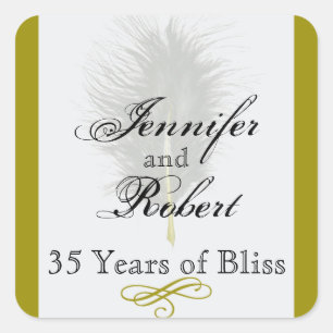 Gold and White Marabou Feather Envelope Seal