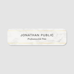 Gold And White Marble Simple Template Modern Name Tag