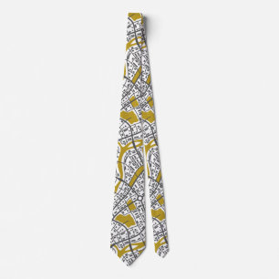 Gold and White Men's Topographic Map Tie